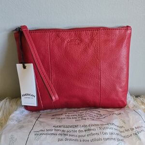 American Leather Red Wristlet Clutch